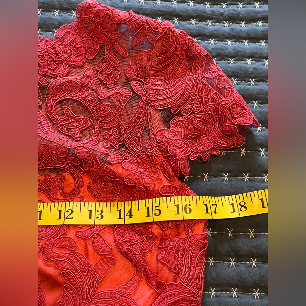 TADASHI SHOJI  CORDED EMBROIDERY ON TULLE CAP SLEEVE DRESS - Picture 12 of 14